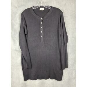 Belford Knit Sweater Womens Small Black 100% Silk Henley Tunic